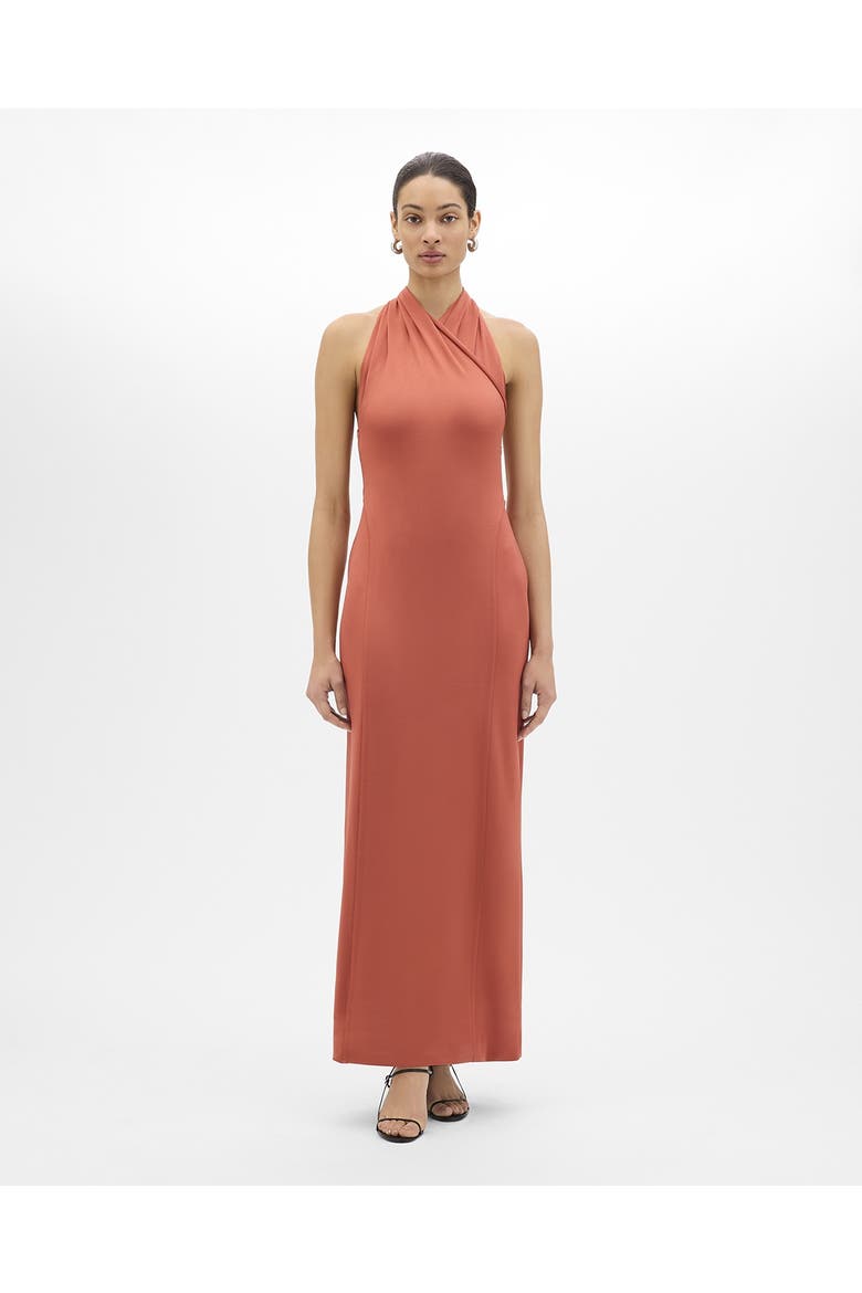 Gathered Halter Dress, Main, color, Persimmon