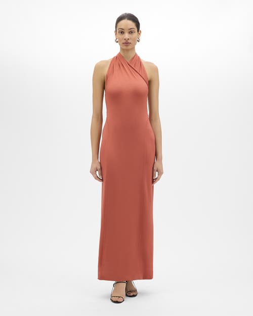Another Tomorrow Gathered Halter Dress in Persimmon at Nordstrom, Size 36