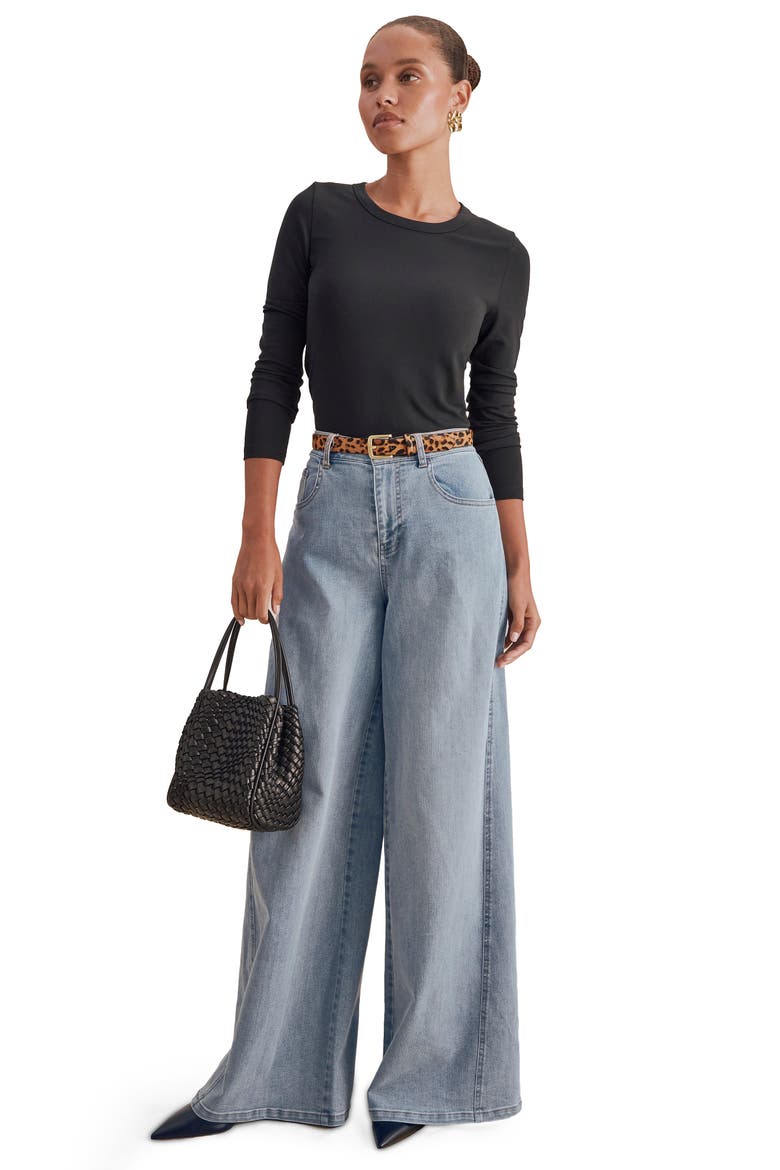 x @cellajaneblog Long Sleeve Layering T-Shirt, Alternate, color, BLACK