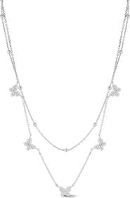 GLAZE JEWELRY CZ Butterfly Layered Chain Necklace