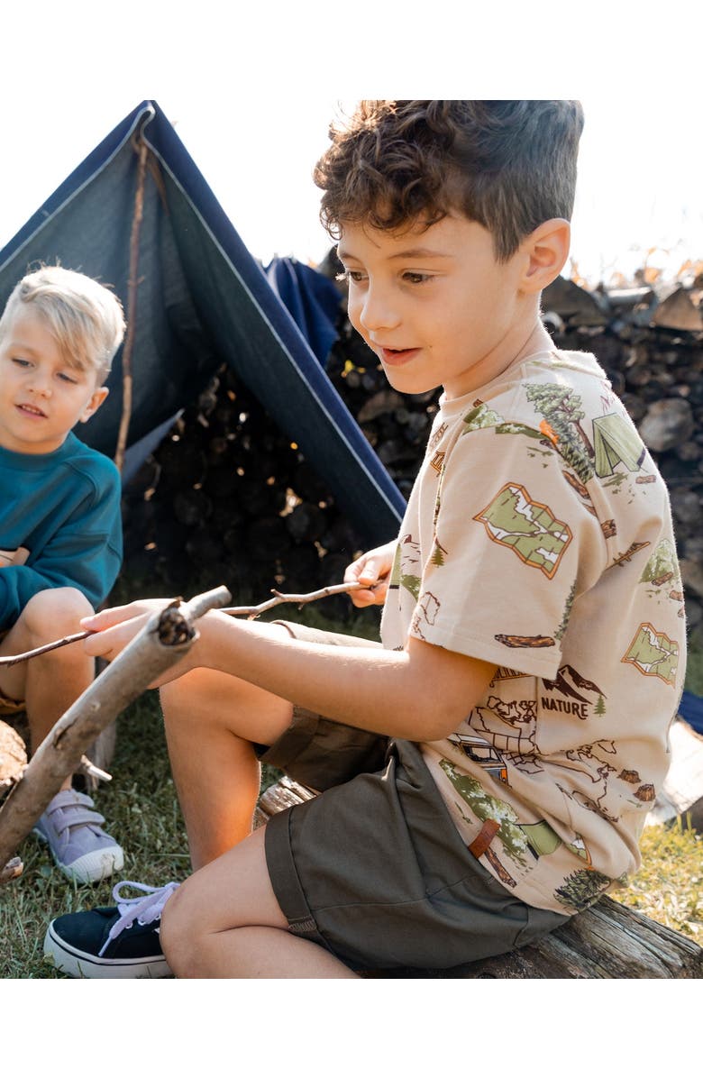 Deux par Deux Little Boy's Stretch Twill Short Dark Olive Green, Alternate, color,