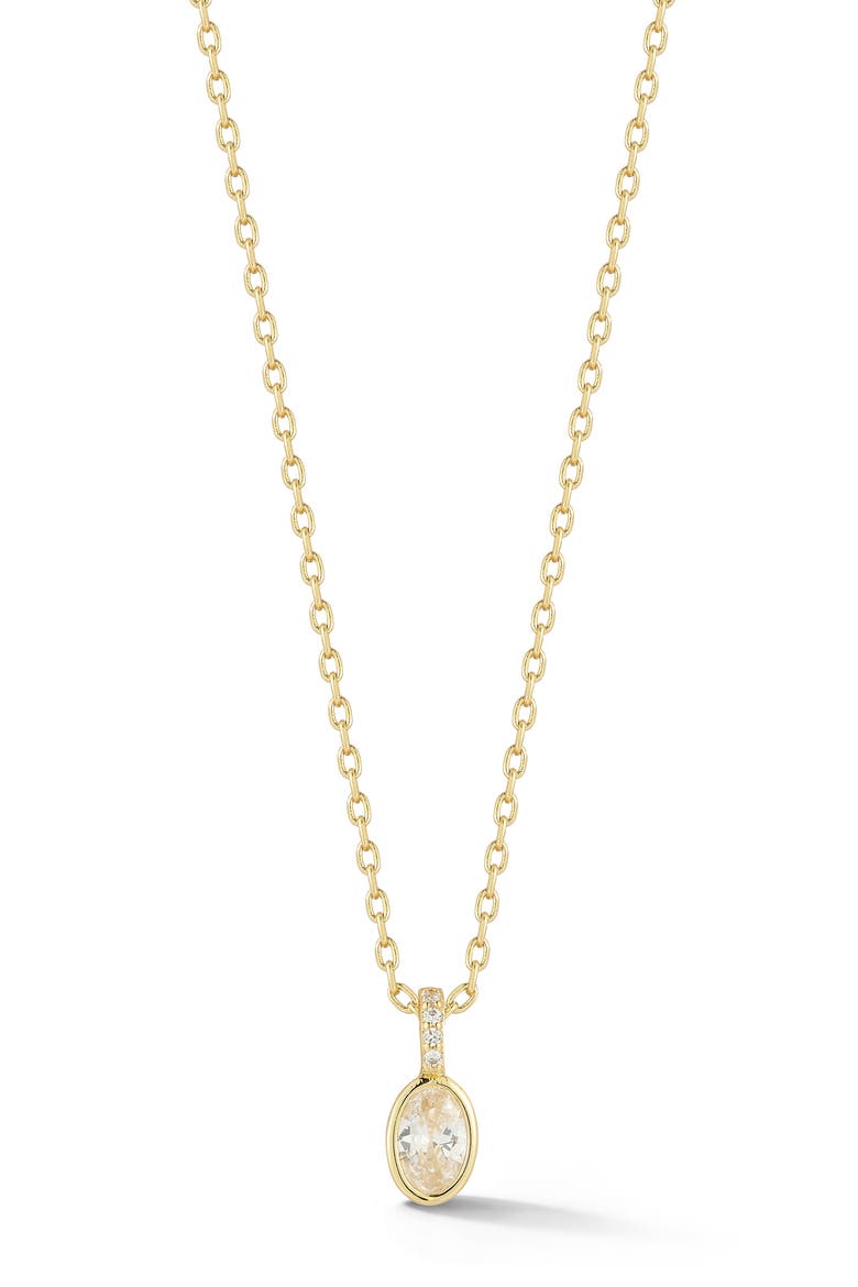 Oval Cubic Zirconia Pendant Necklace, Main, color, GOLD