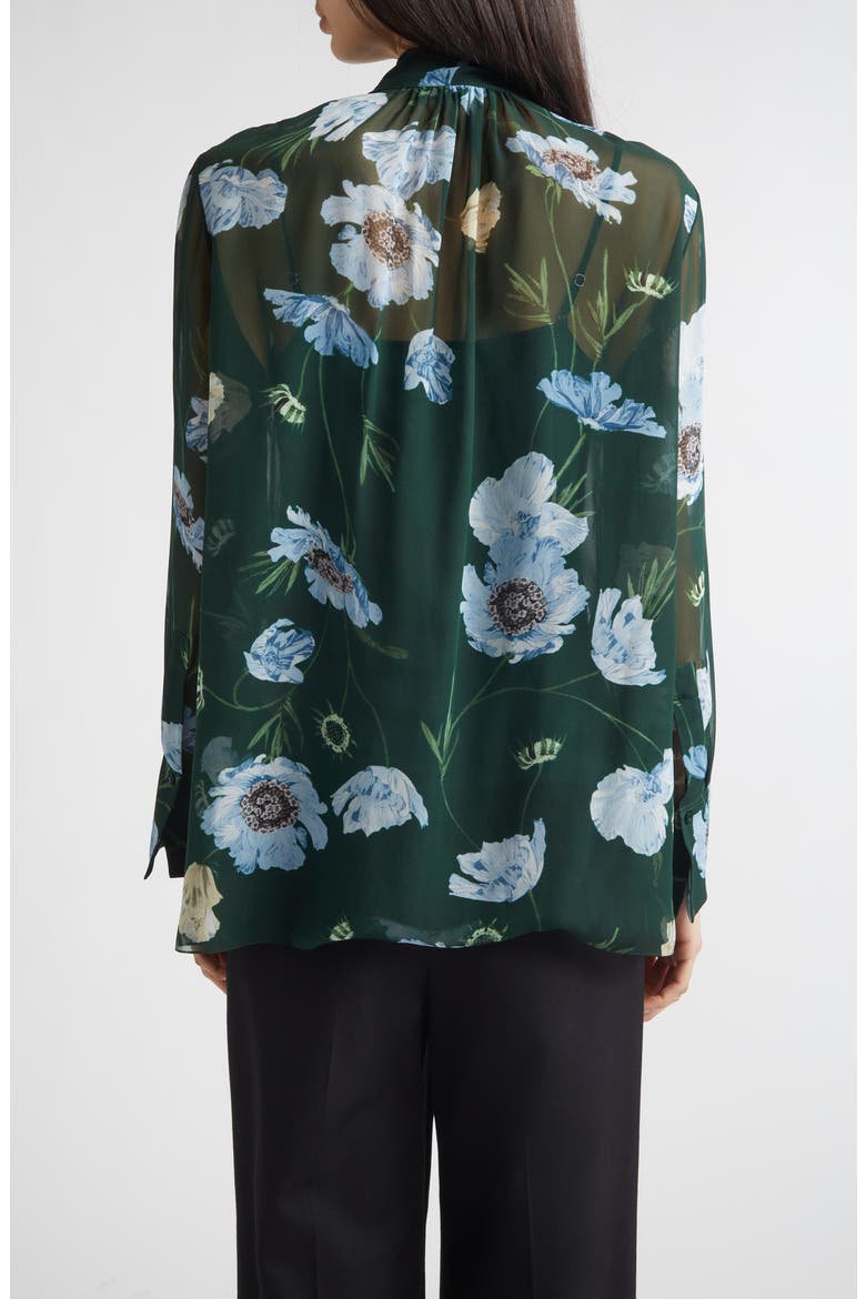 Floral Print Silk Voile Top, Alternate, color, BELLE EPOQUE POPPY DARK GREEN