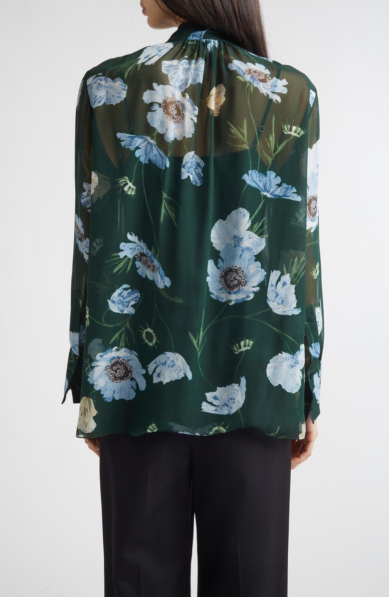 Erdem Floral Print Silk Voile Top, Alternate, color, Belle Epoque Poppy Dark Green