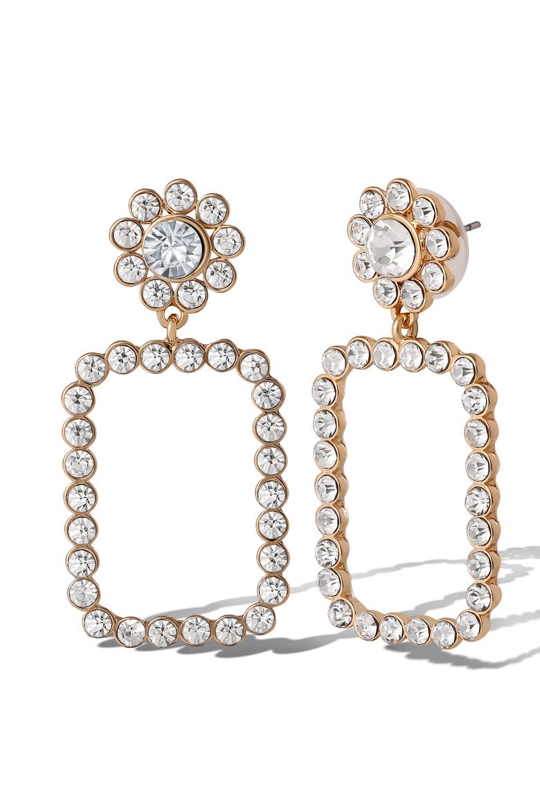 JS Jessica Simpson Gold-Tone Pave Rectangle Drop Earrings, Alternate, color, Gold