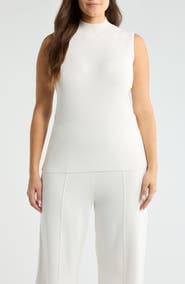 Tahari ASL Sleeveless Mock Neck Sweater
