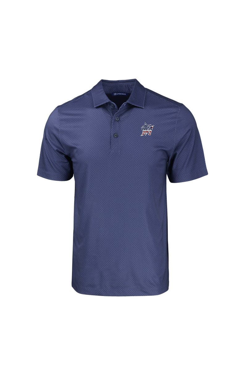 Cutter & Buck Men's Cutter & Buck  Navy Miami Marlins Stars & Stripes Big & Tall Pike Eco Tonal Geo Print Stretch Recycled Polo, Alternate, color, Navy