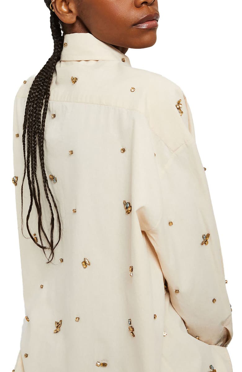 ottod'Ame Cotton Shirt With Strass, Alternate, color, Ecru