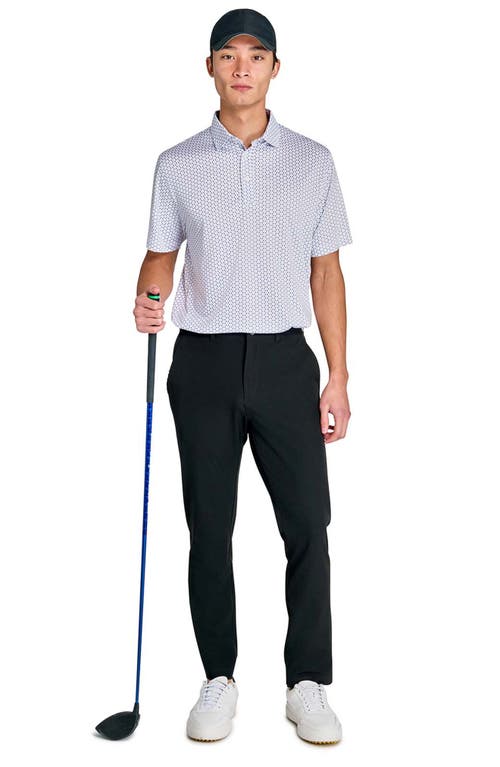 Construct Micro Floral Dot Polo In White/blue