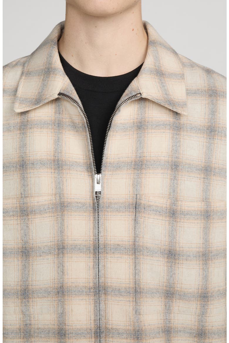 Plaid Zip Wool Blend Overshirt, Alternate, color, BROWN PLAID