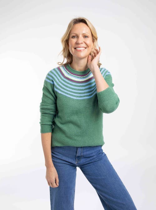 Weird Fish Sinatra Patterned Knit Sweater In Green
