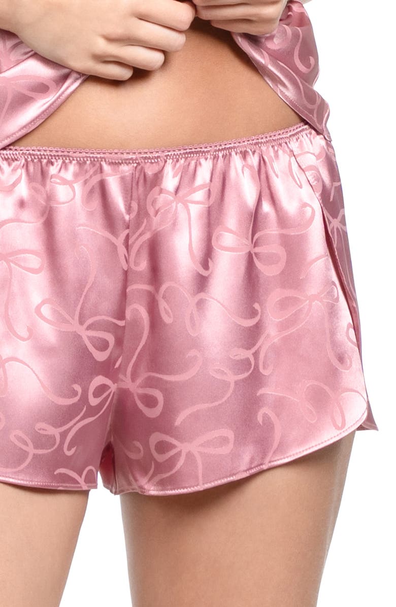 In Bloom by Jonquil Casey Bow Satin Short Pajamas, Alternate, color, Rose