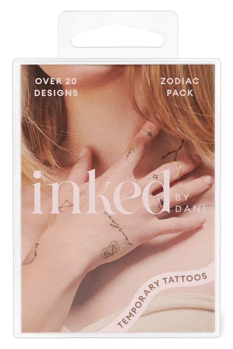 Fire Zodiac Temporary Tattoos, Alternate, color, BLACK