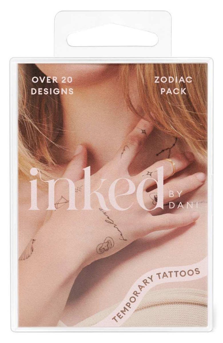 INKED by Dani Fire Zodiac Temporary Tattoos, Alternate, color, Black