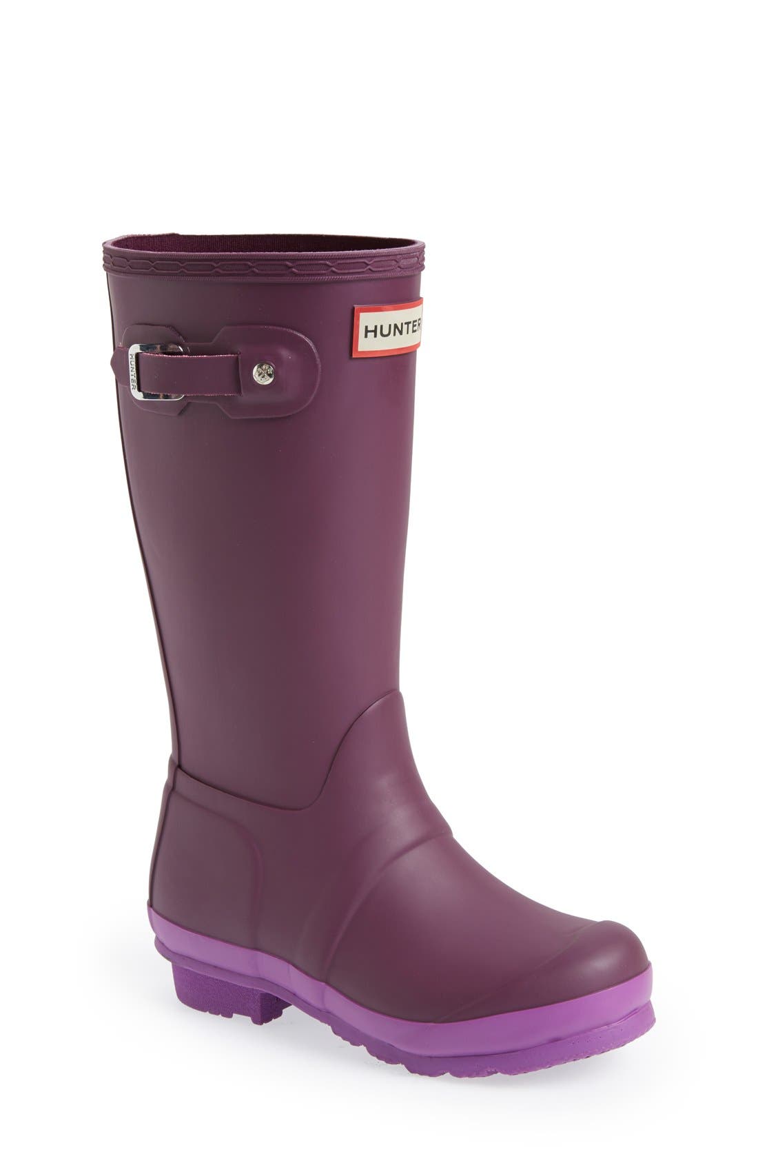 'Original Contrast Sole' Waterproof Rain Boot, Main, color, BRIGHT PLUM