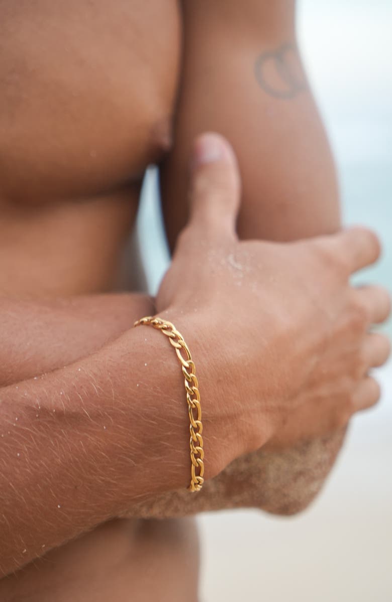 Estella Bartlett Men's Figaro Chain Bracelet, Alternate, color, Silver/ Gold