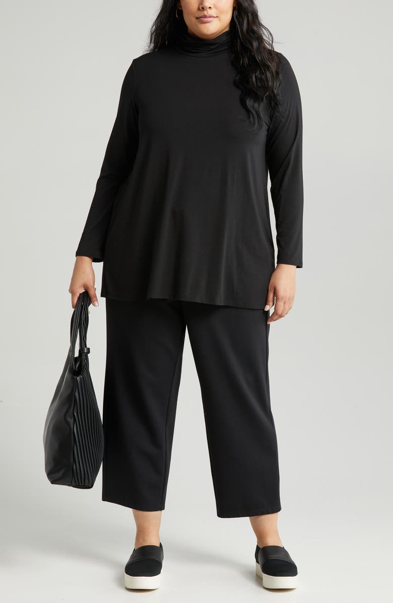 Eileen Fisher Scrunch Neck Long Sleeve Tunic T-Shirt, Main, color,