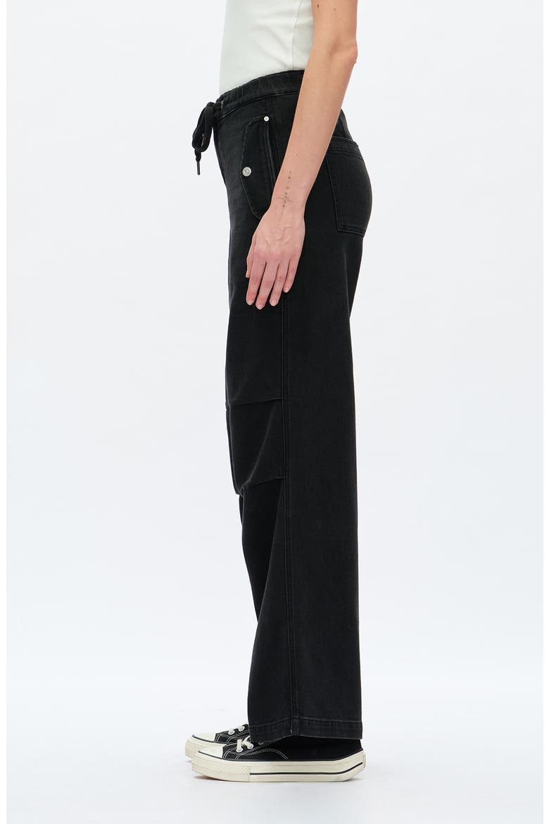 High Waist Raw Hem Wide Leg Jeans, Alternate, color, BLACK