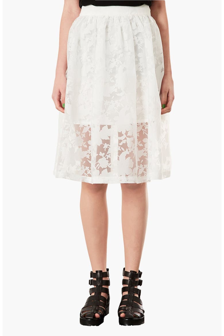 Burnout Midi Skirt, Main, color, WHITE