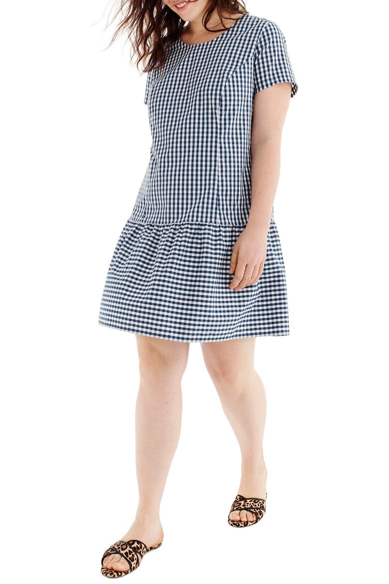Drop Waist Poplin Dress, Alternate, color, SAILOR BLUE GINGHAM