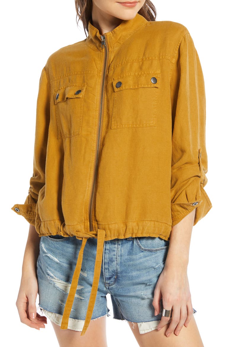 Linen Blend Field Jacket, Alternate, color, BROWN BUCKTHORN
