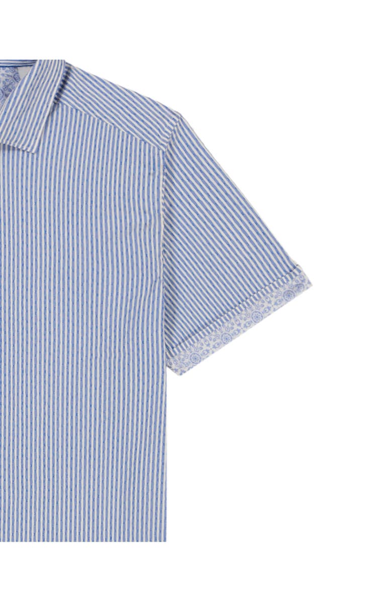 Robert Graham Fornillo Classic Fit Stripe Short Sleeve Button-Up Shirt, Alternate, color, Navy