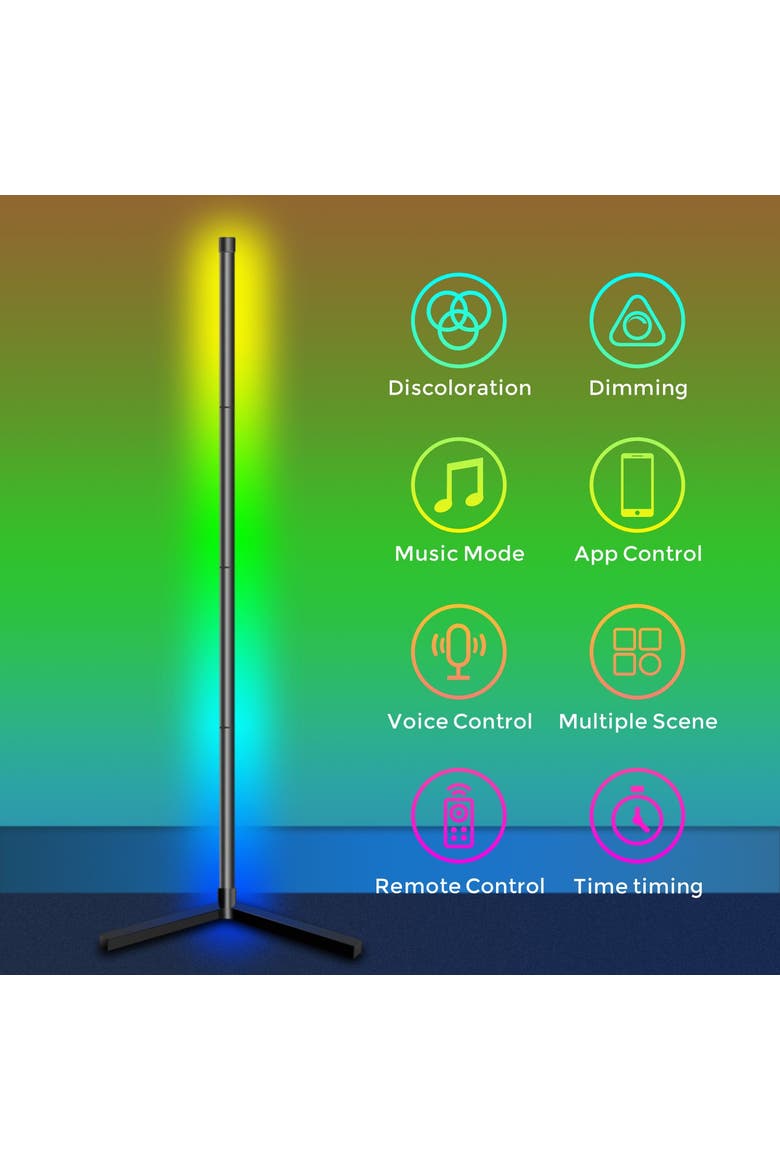 Smart WiFi Symphony Floor Lamp, Alternate, color, Black