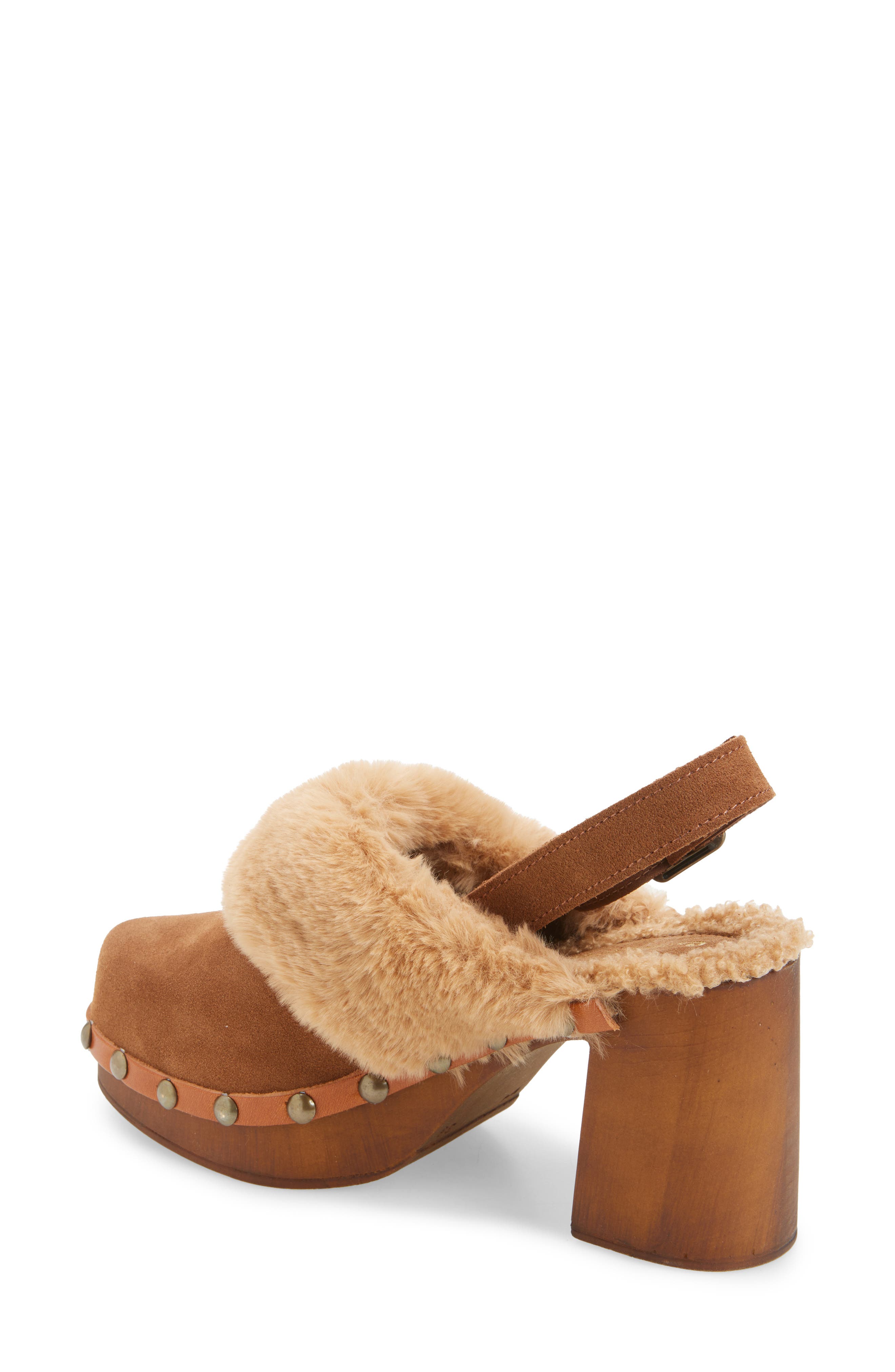 Chocolat Blu Fawn Faux Shearling Mule, Alternate, color, Cinnamon Suede