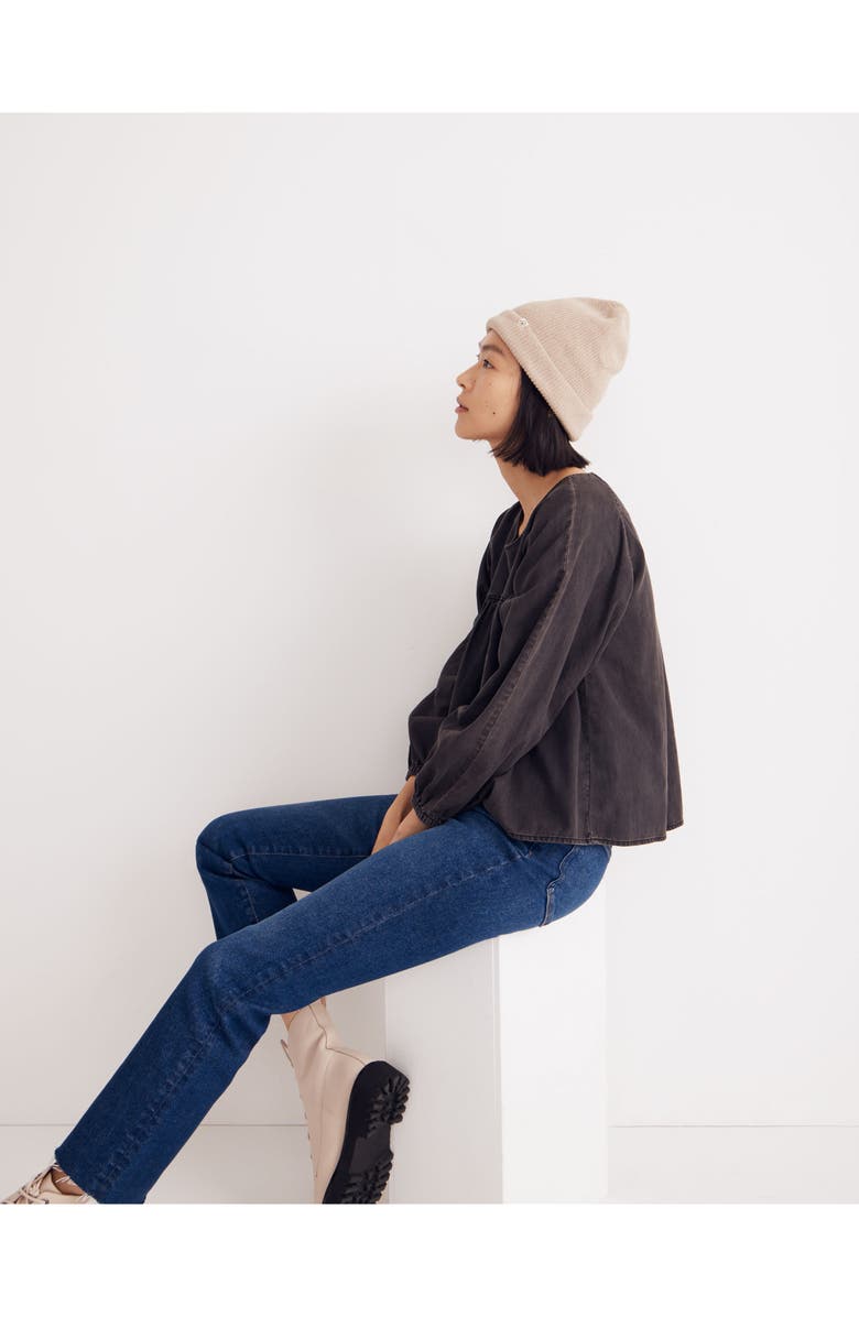 Madewell Shirred Denim Swing Shirt, Alternate, color,