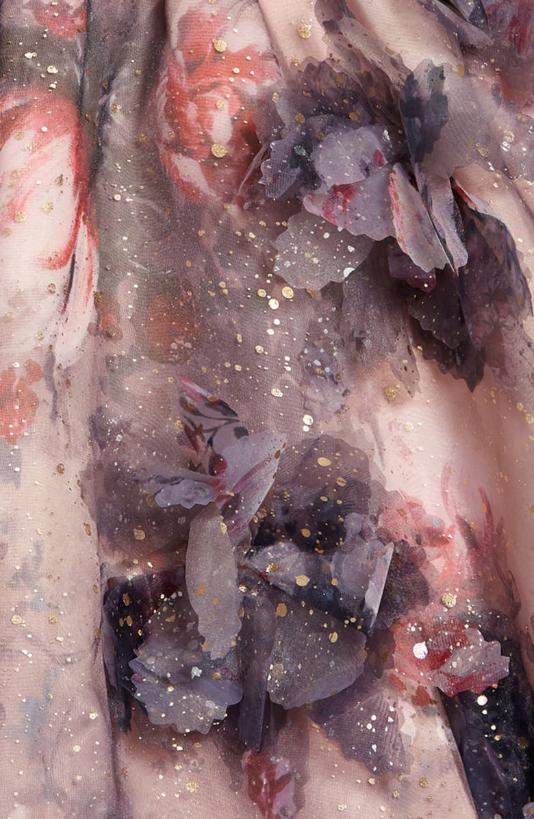 Marchesa Kids' Floral Metallic Bubble Skirt Party Dress, Alternate, color, 