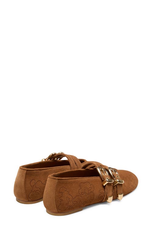 Stuart Weitzman Maven Perforated Suede Mary Jane Flats