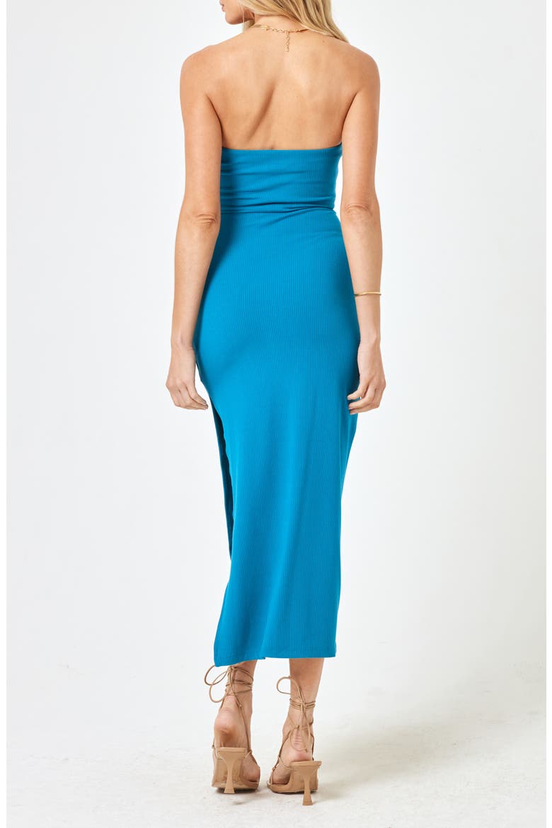 Kierra Cutout Strapless Rib Cover-Up Dress, Alternate, color, MEDITERRANEAN