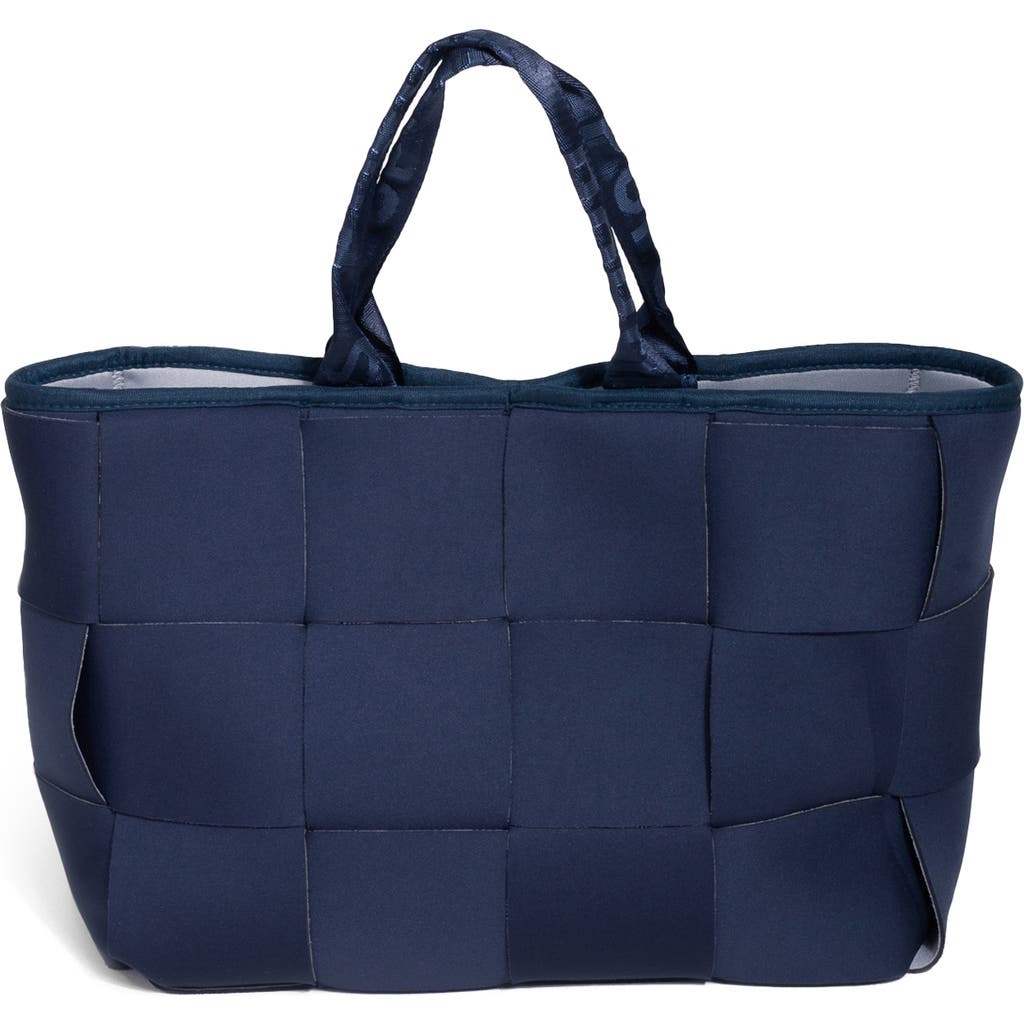 Pop Ups Brand Icon Water Resistant Woven Neoprene Tote Bag In Blue