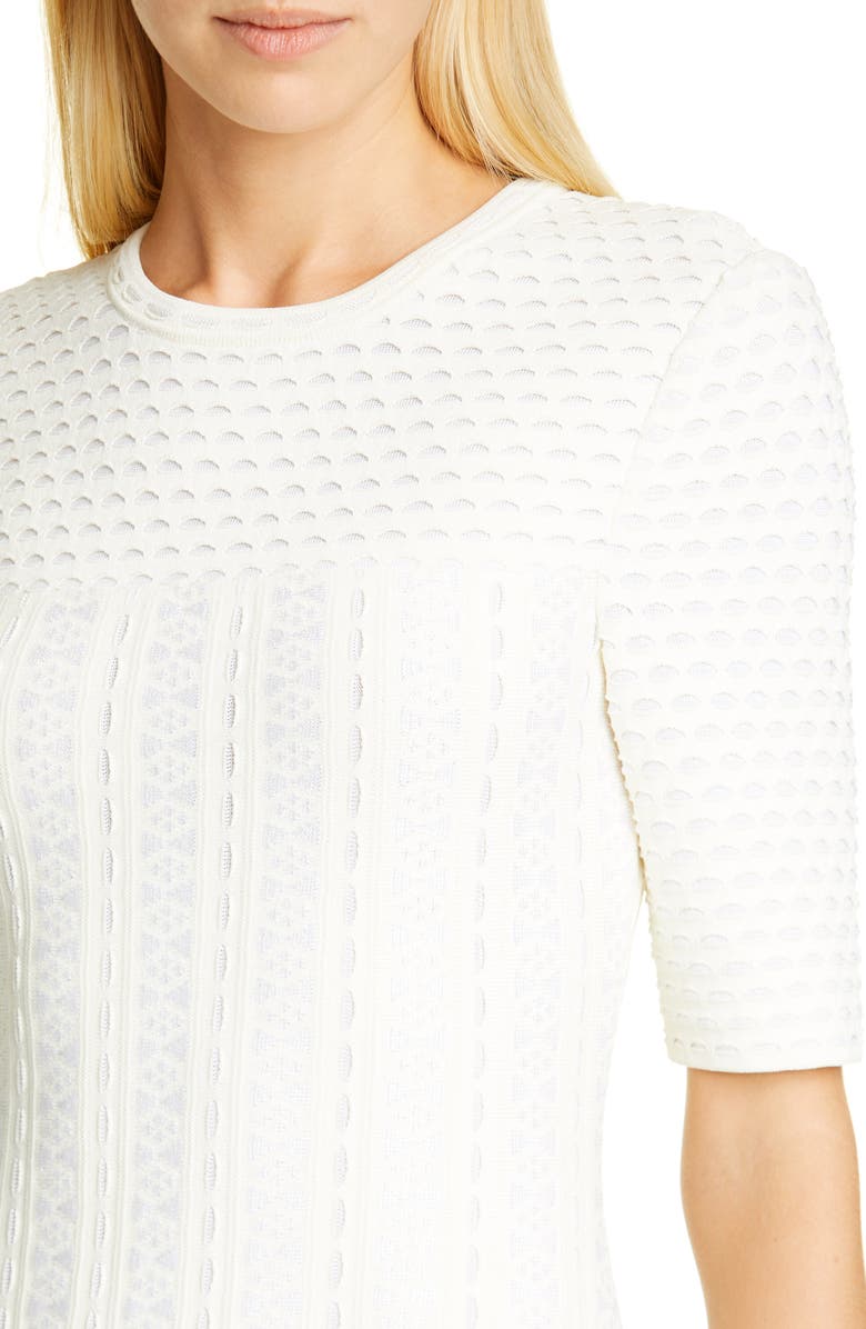 St. John Collection Engineered Lace Jacquard Sweater Dress, Alternate, color,