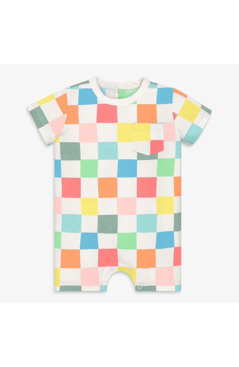 Primary Baby Pocket Shortie In Rainbow Checkerboard, Main, color, Ivory Rainbow Check