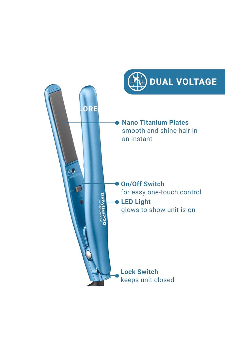 BaBylissPRO Nano Titanium ¾" Ultra-Sleek Straightener, Alternate, color, Blue