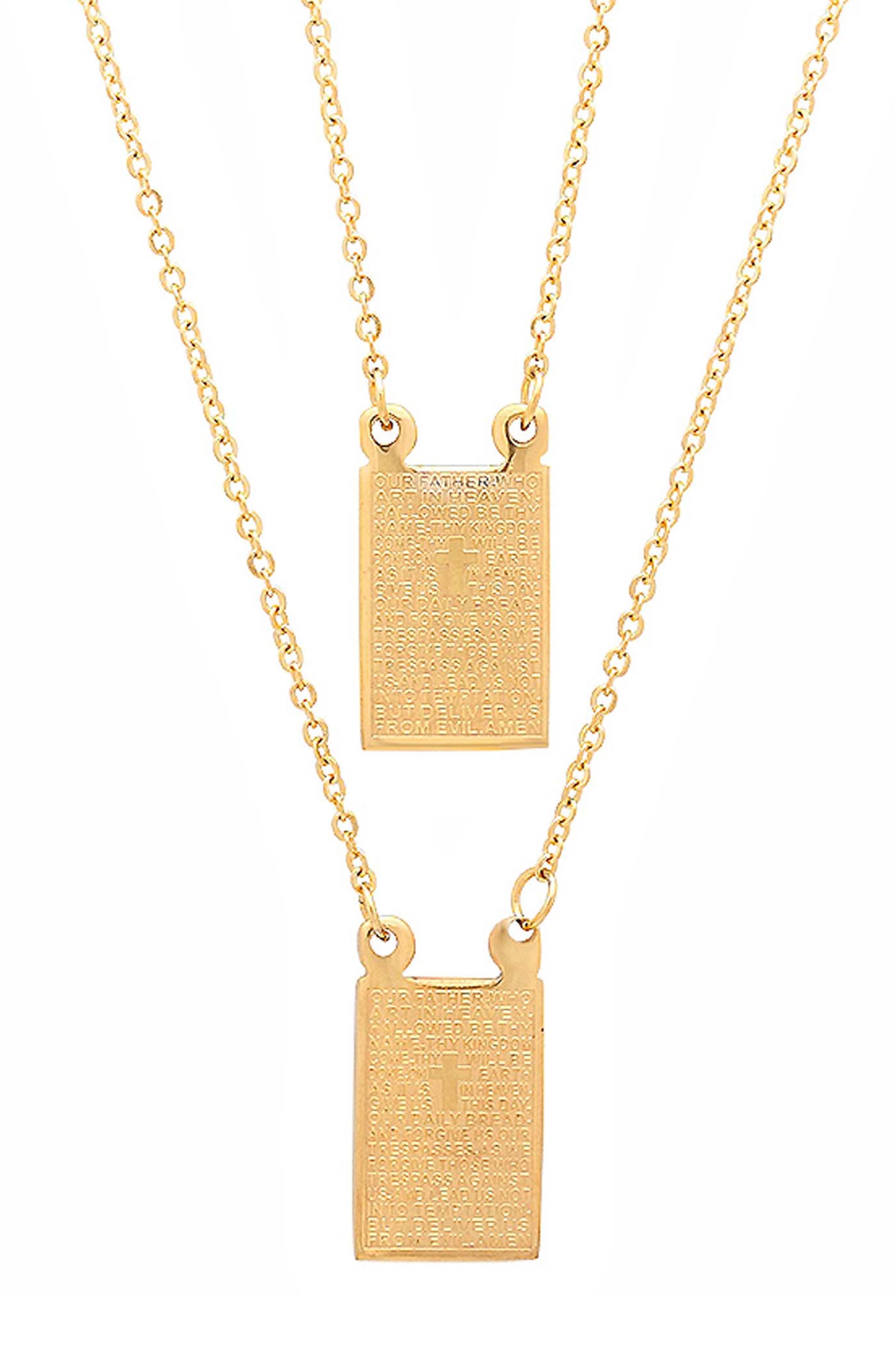 Lord's Prayer Double Pendant Necklace