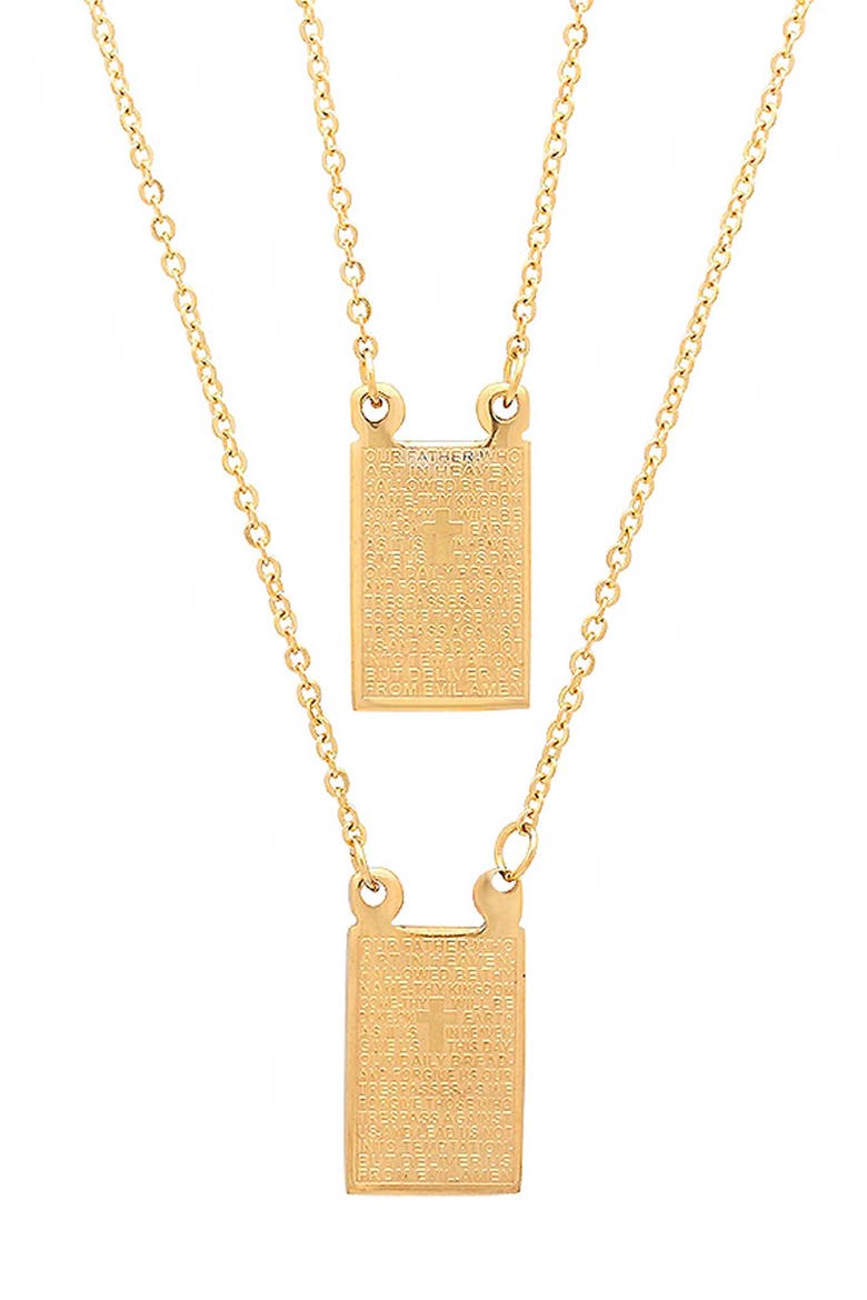 Lord's Prayer Double Pendant Necklace, Main, color, GOLD