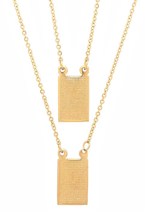 Lord's Prayer Double Pendant Necklace
