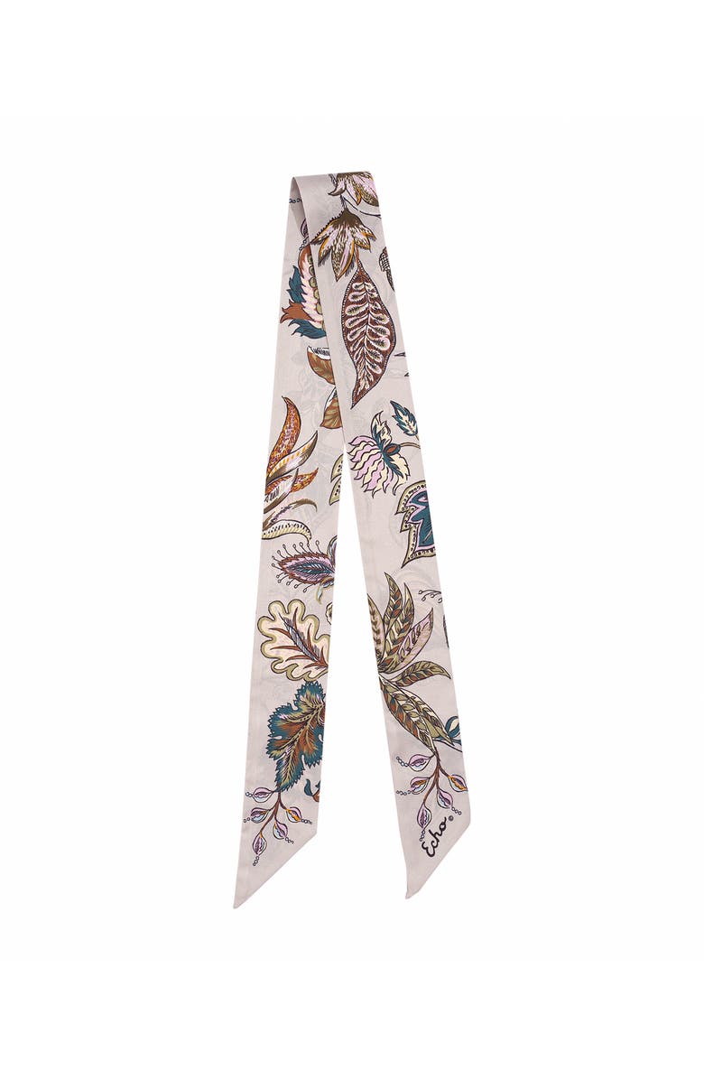 Echo Falling Leaves Ribbon Scarf, Alternate, color, Silver