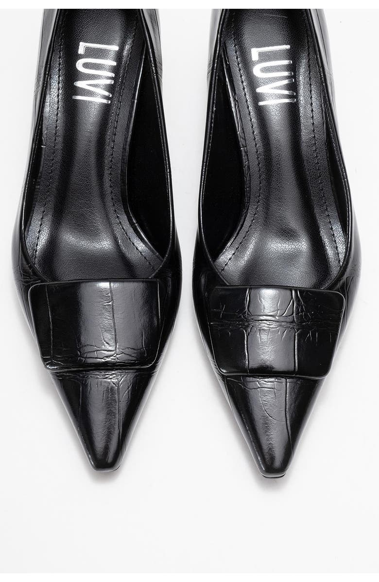 Prologue Shoes Marcia Buckle Pointed Toe Pump, Alternate, color, Black Printed