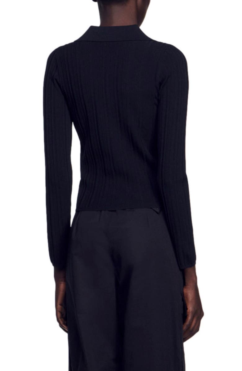 SANDRO Hind Rib Pointelle Crop Cardigan, Alternate, color,
