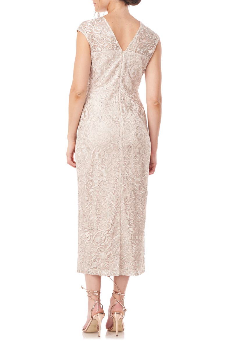 Daniela Bow Lace Cocktail Dress, Alternate, color, CHAMPAGNE