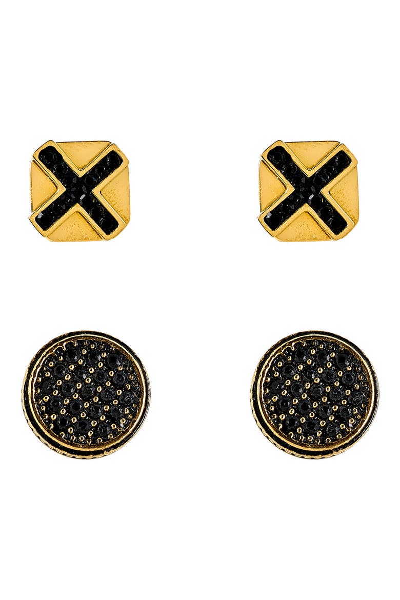 Men's Set of 2 Stone Stud Earrings, Alternate, color, GOLD