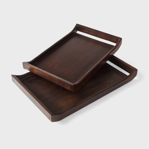 Acacia Wood Serving Tray Set of 2