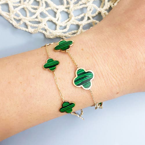 The Lovery Fine Jewelry Large Malachite Clover Bracelet In Green
