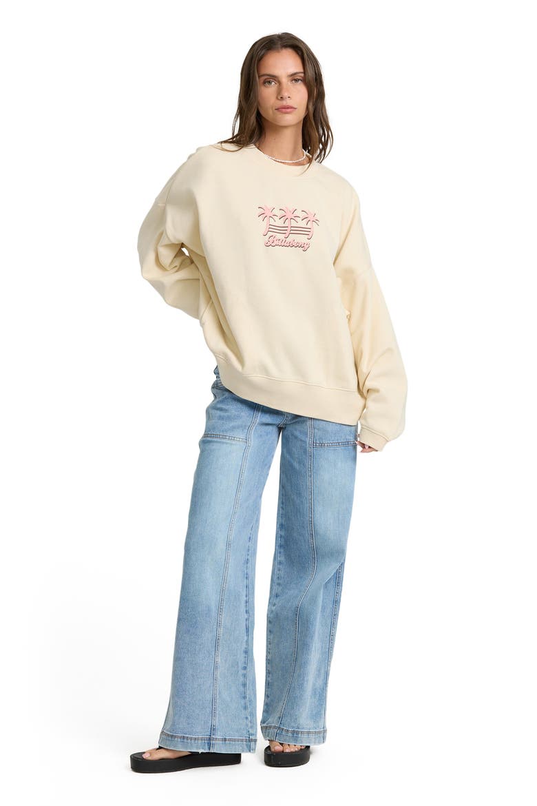 Bikini Mode Palm Sweatshirt, Alternate, color, WHITE CAP
