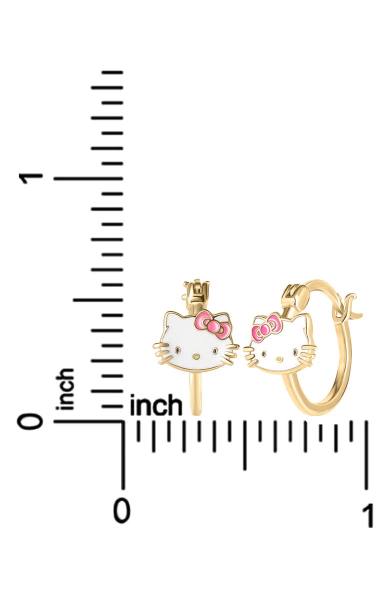 Jacmel Hello Kitty Sterling Silver Enamel Hoop Earrings, Alternate, color, Metallic Gold