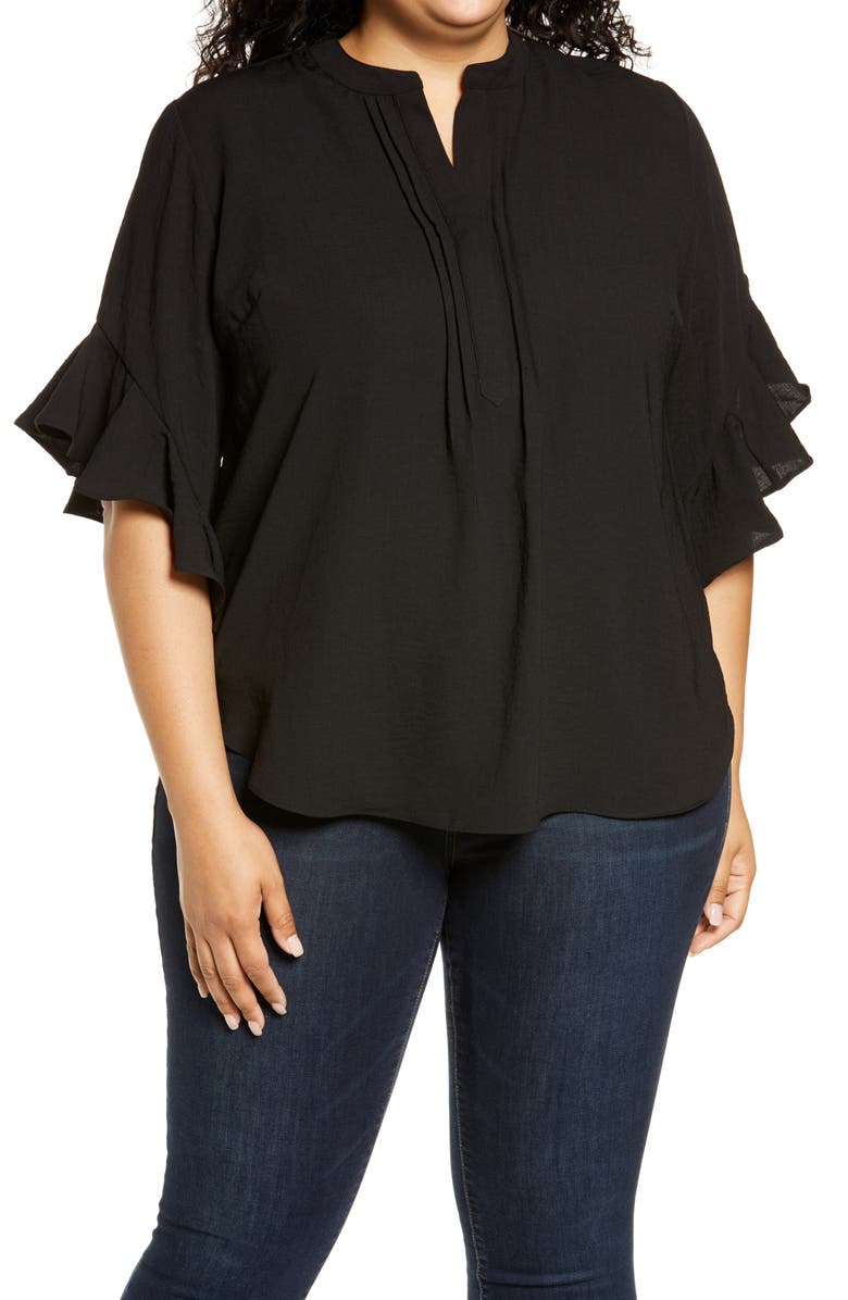 Vince Camuto Ruffle Sleeve Popover Top, Main, color, 