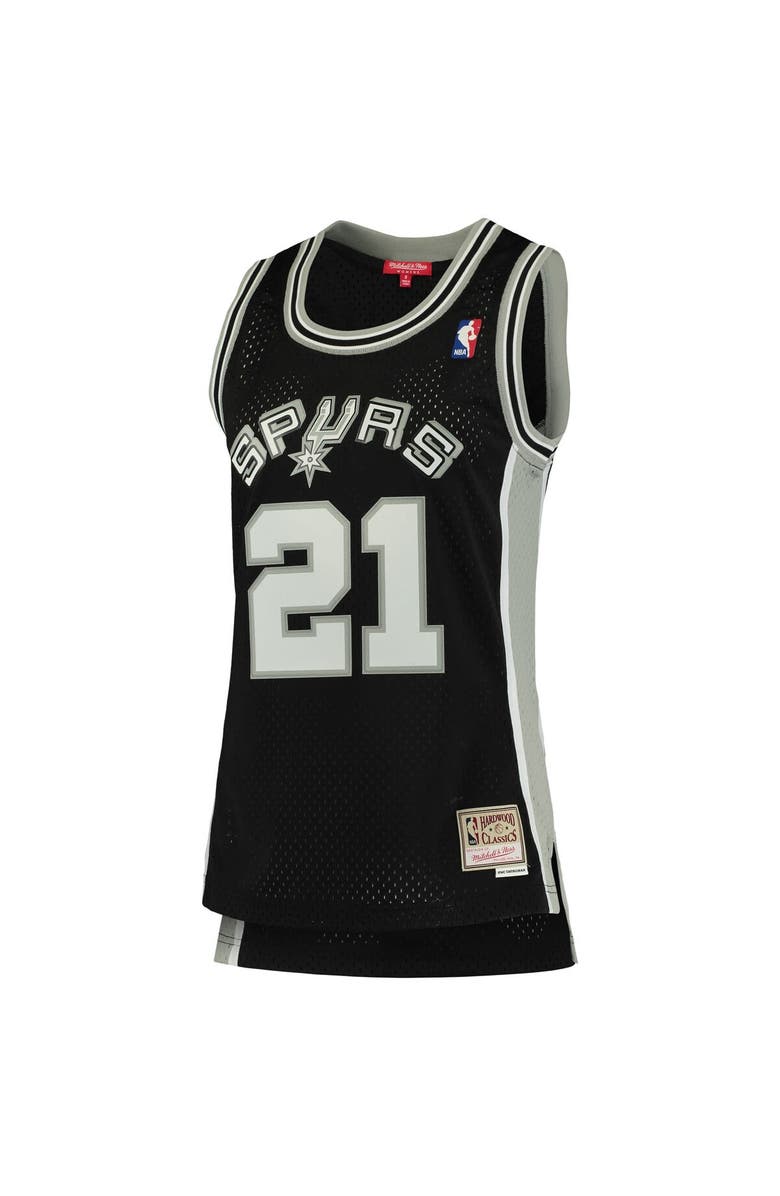 Mitchell & Ness Women's Mitchell & Ness Tim Duncan Black San Antonio Spurs 1998/99 Hardwood Classics Swingman Jersey, Alternate, color, 